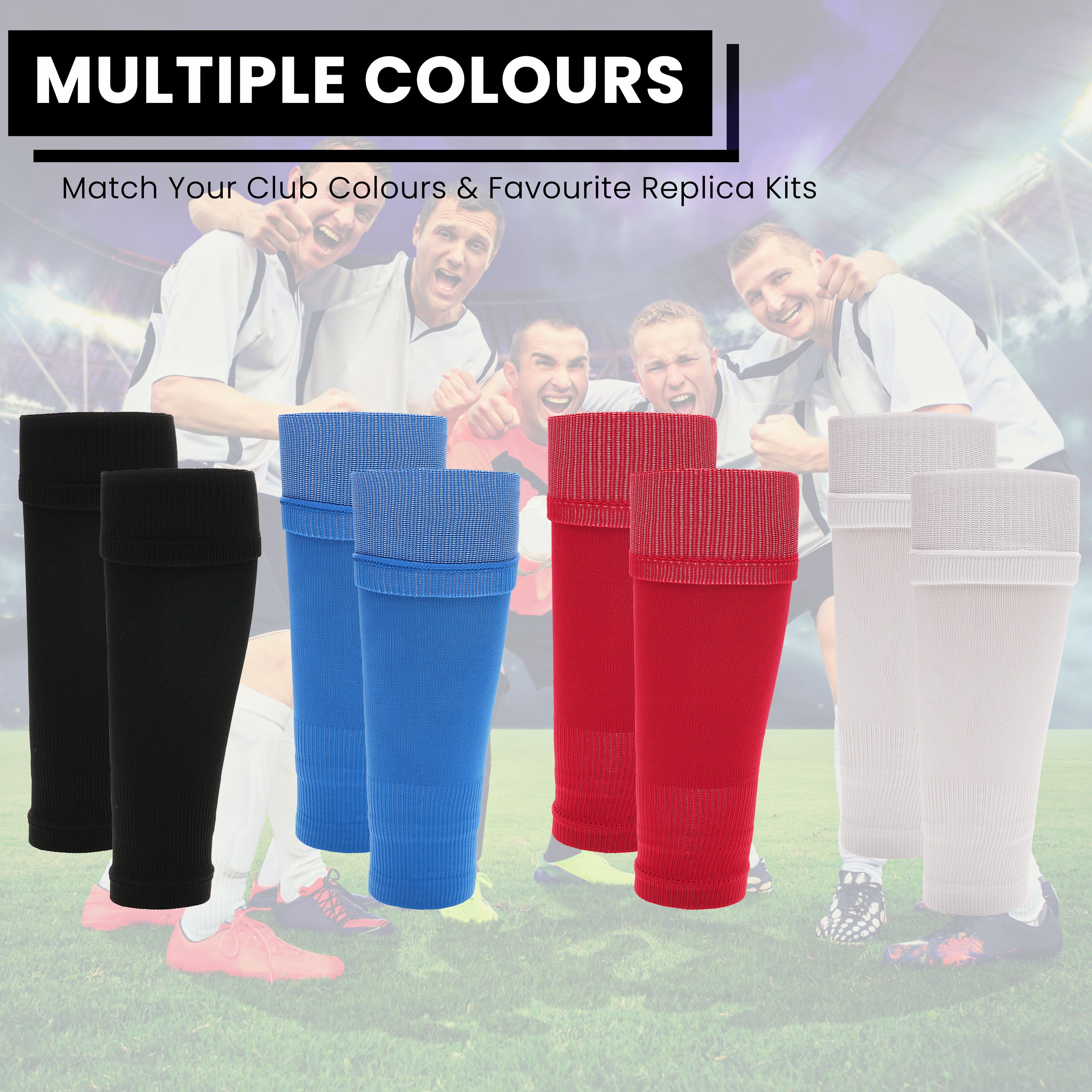 Adults Blue Football Leg Sleeve Socks Compression Support Fits Over Shin Pads Breathable & Secure for Training Running by Sock Stack