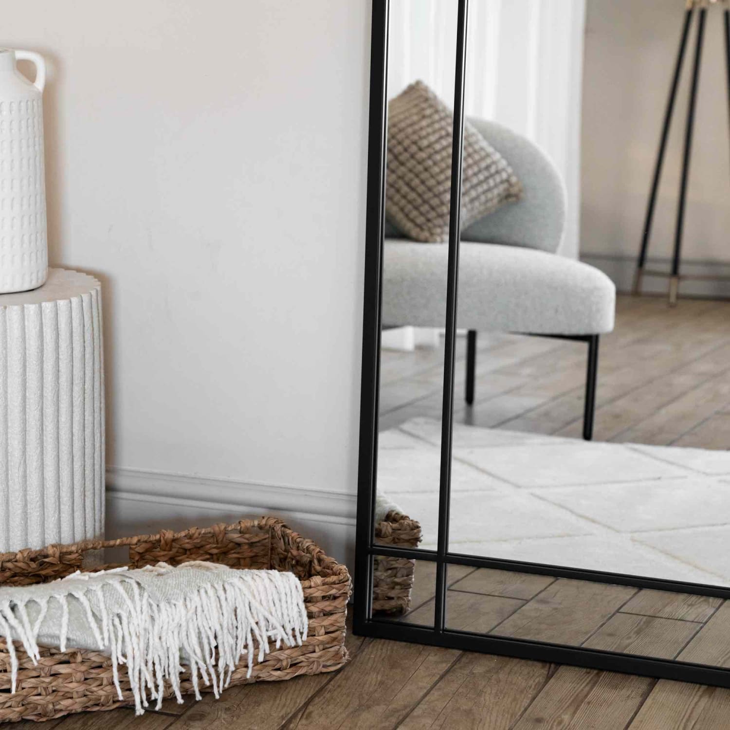 Aimi - Full Length Black Metal Rectangle Window Mirror - 200cm x 120cm