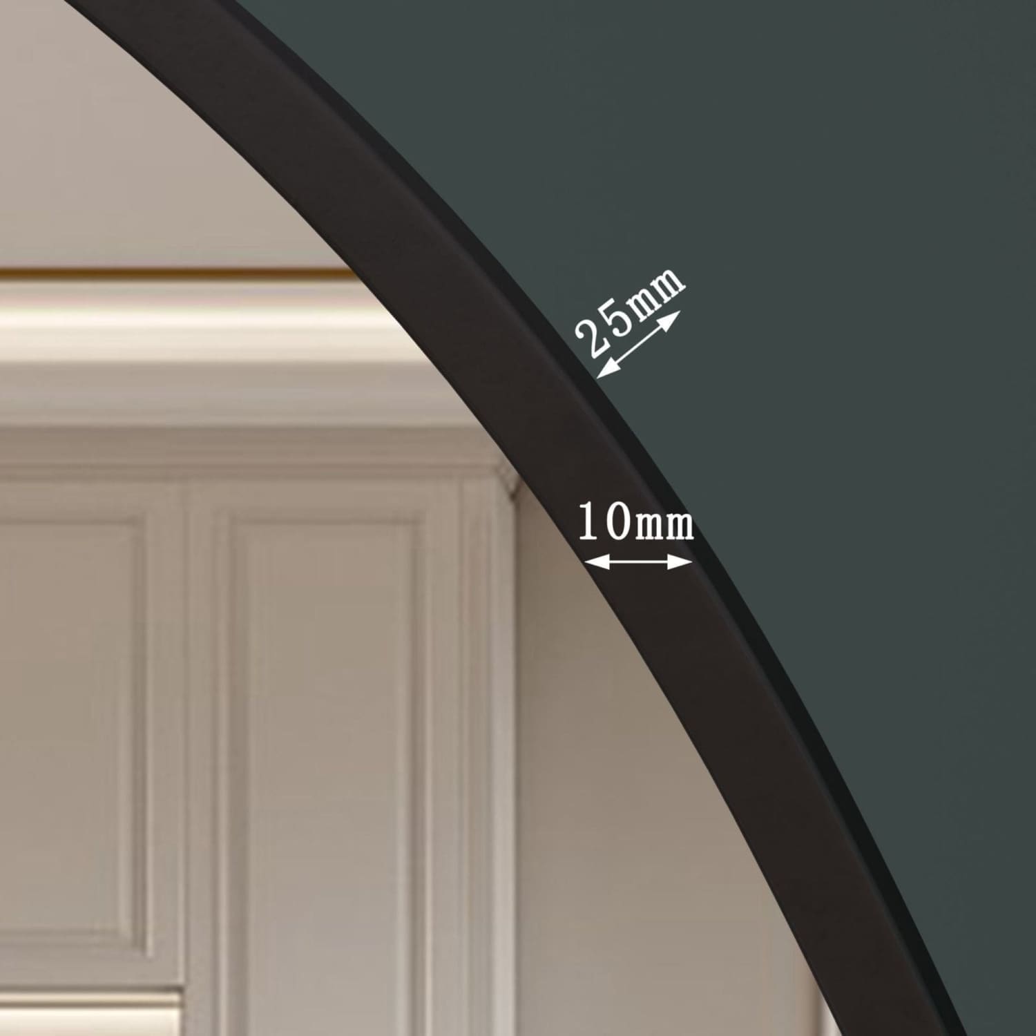 Akiko - Black Metal Arched Mirror - 70cm x 50cm