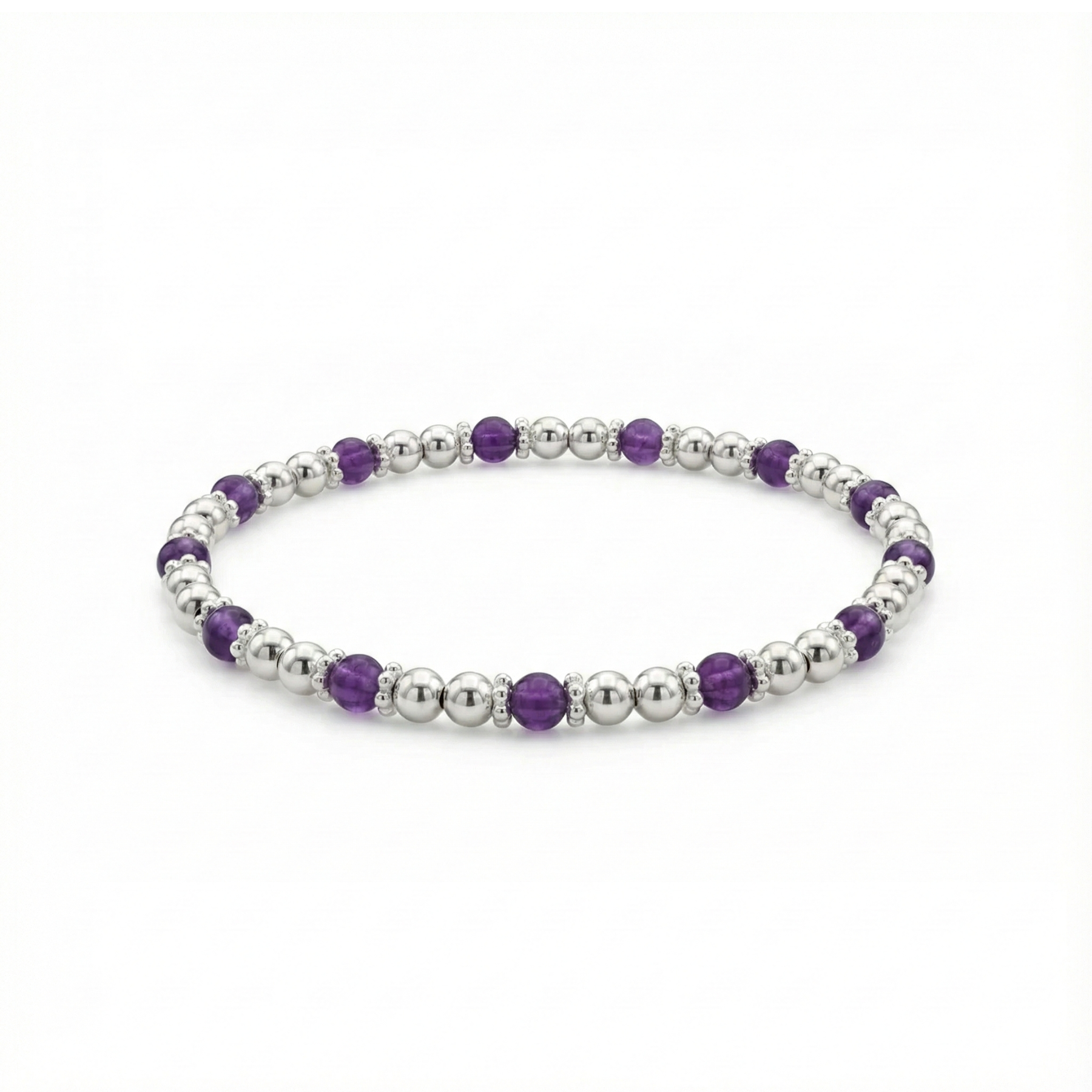 Sterling Silver Amethyst Bead Bracelet