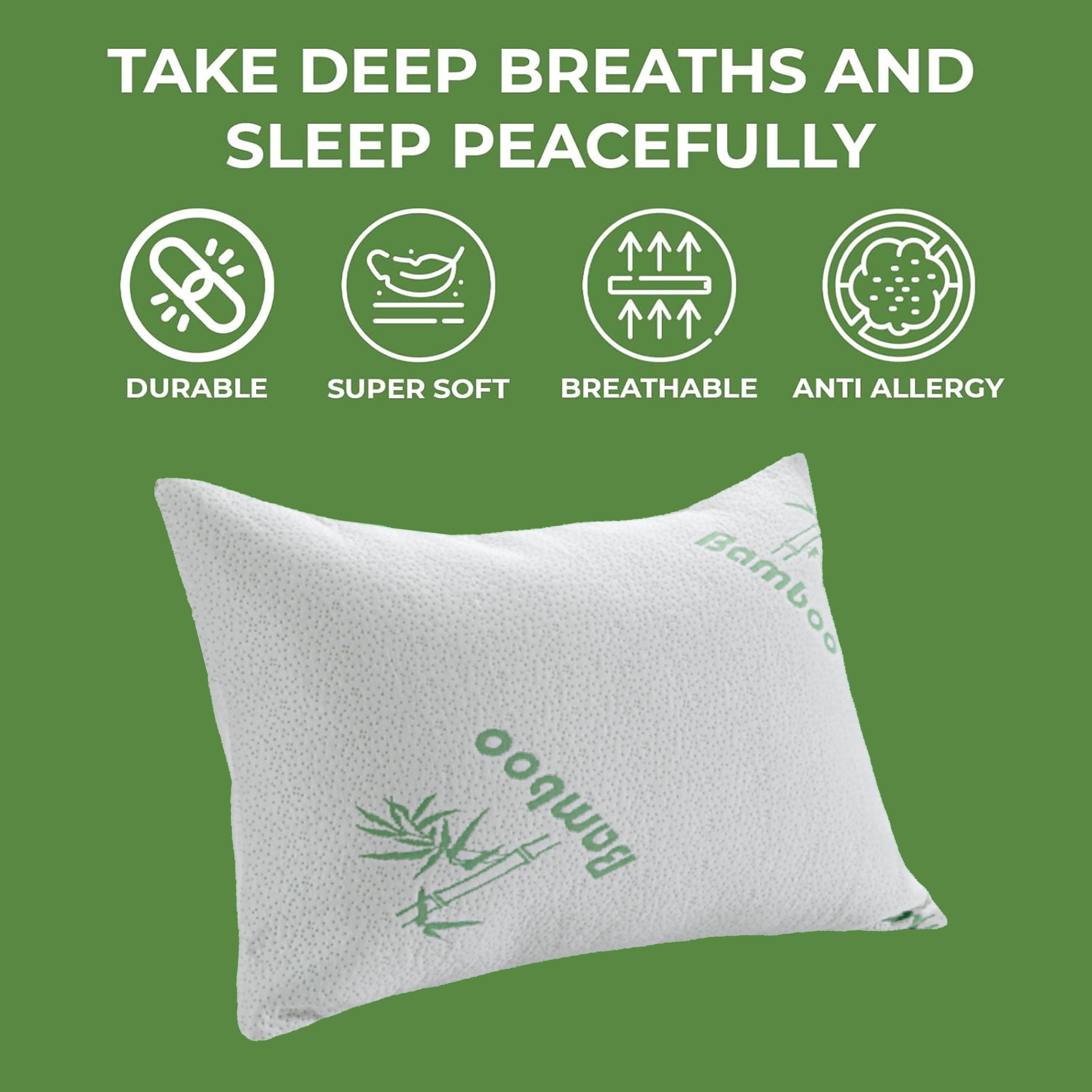 Bamboo Memory Foam Pillow Hypoallergenic Cooling Luxury Premium Fibre Filling for Superior Comfort and Support by OLIVIA ROCCO