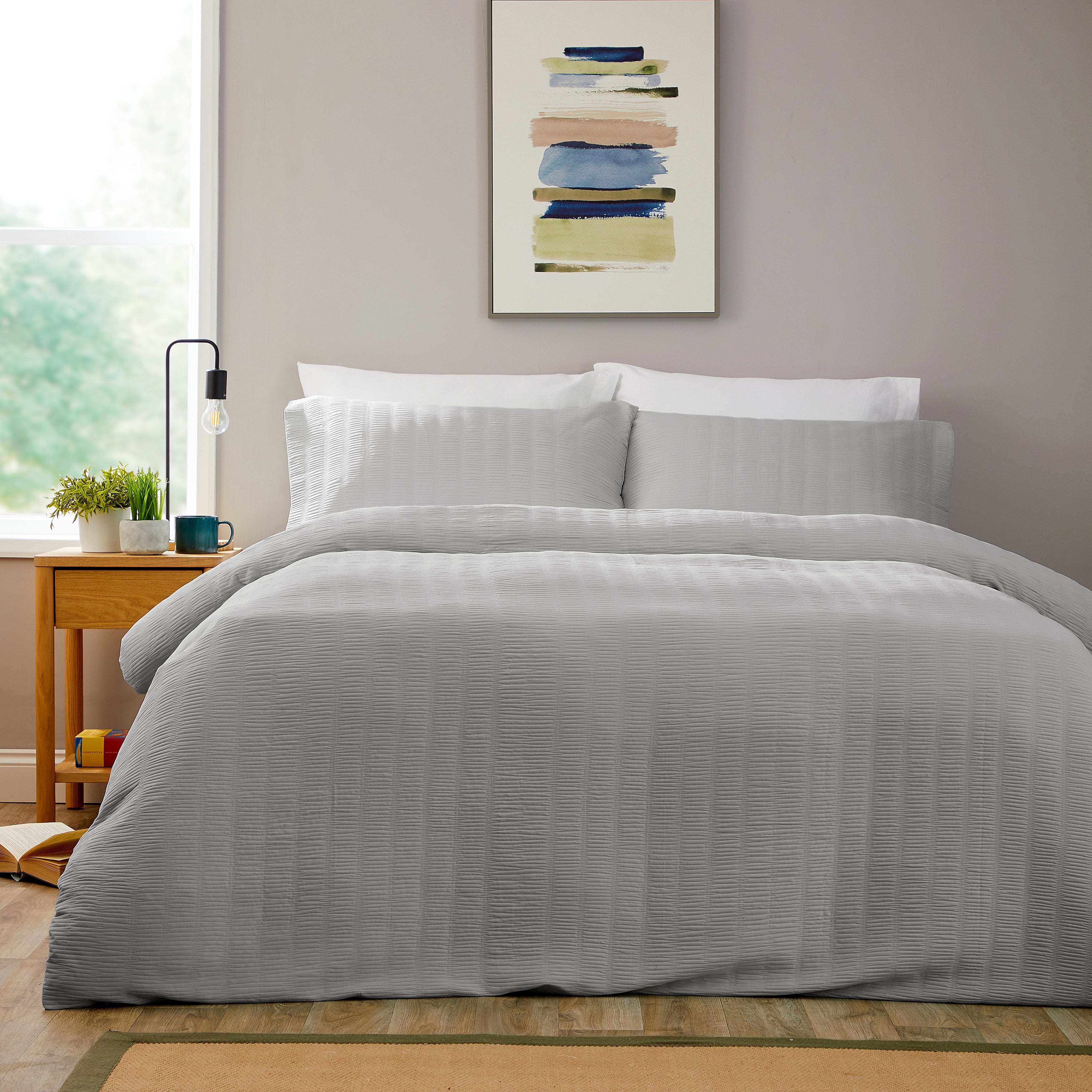 Belgravia Grey Microfibre Duvet Cover Set with Pillowcases Soft Easy Care Modern Quilt Bedding Bed Linen Set by OLIVIA ROCCO