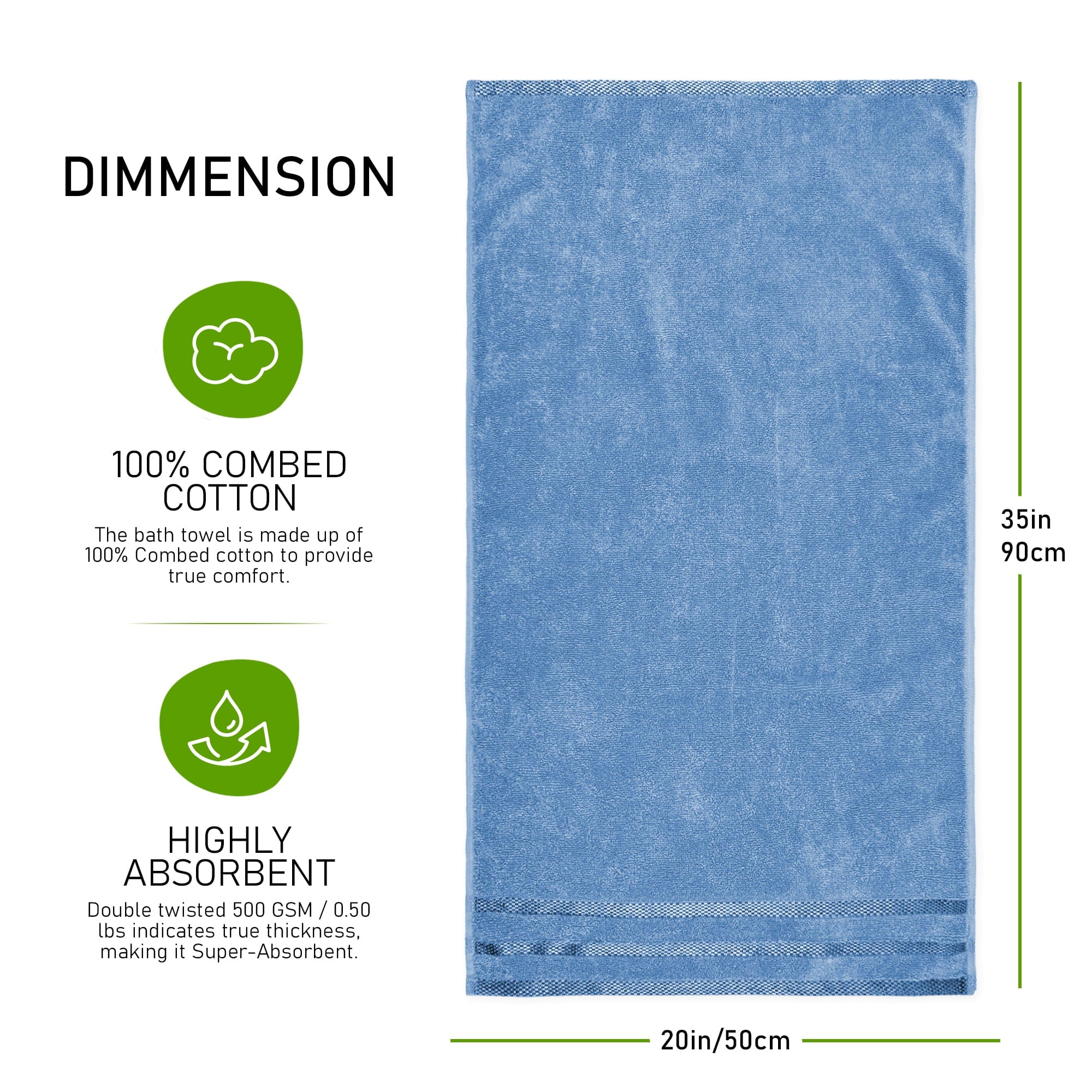 Belmont Viscose Stripe Blue Towels 100% Cotton Hotel Quality Super Absorbent 10 Piece Bale Set, 4 Hand Towel & 12 Face Cloths by OLIVIA ROCCO