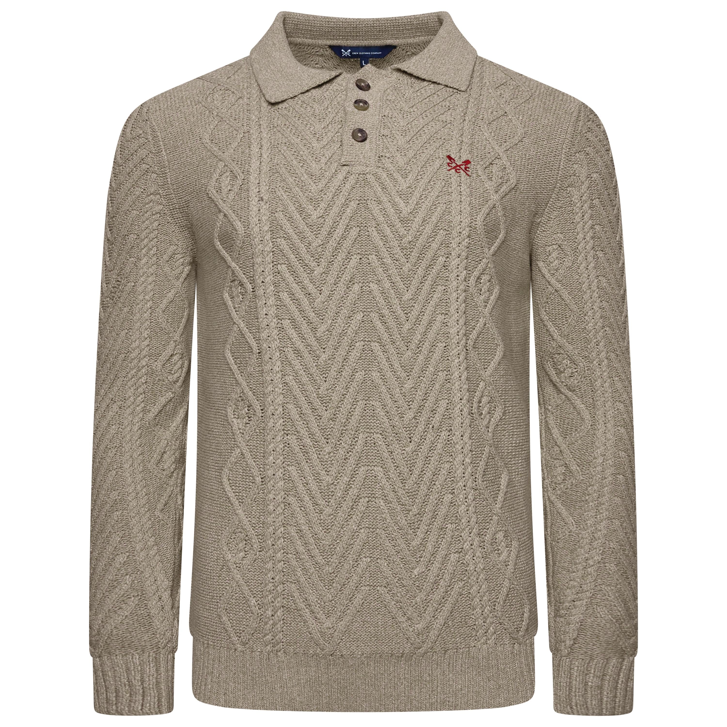 Crew Clothing Company Cable Knit Button Neck Jumper