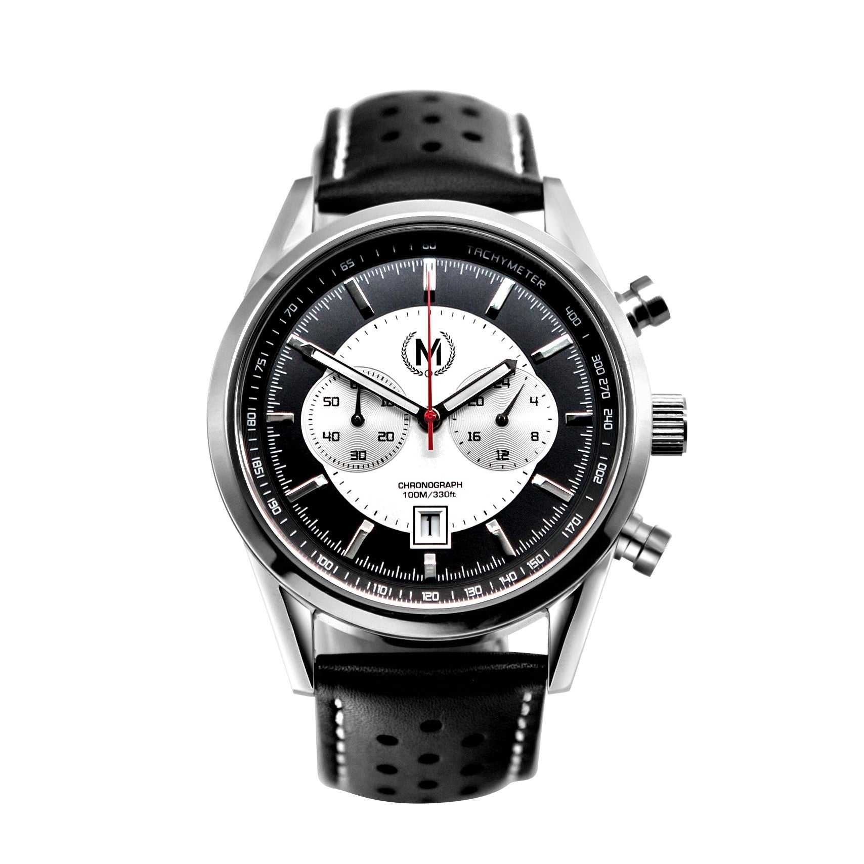 Black Leather Rally Watch Strap
