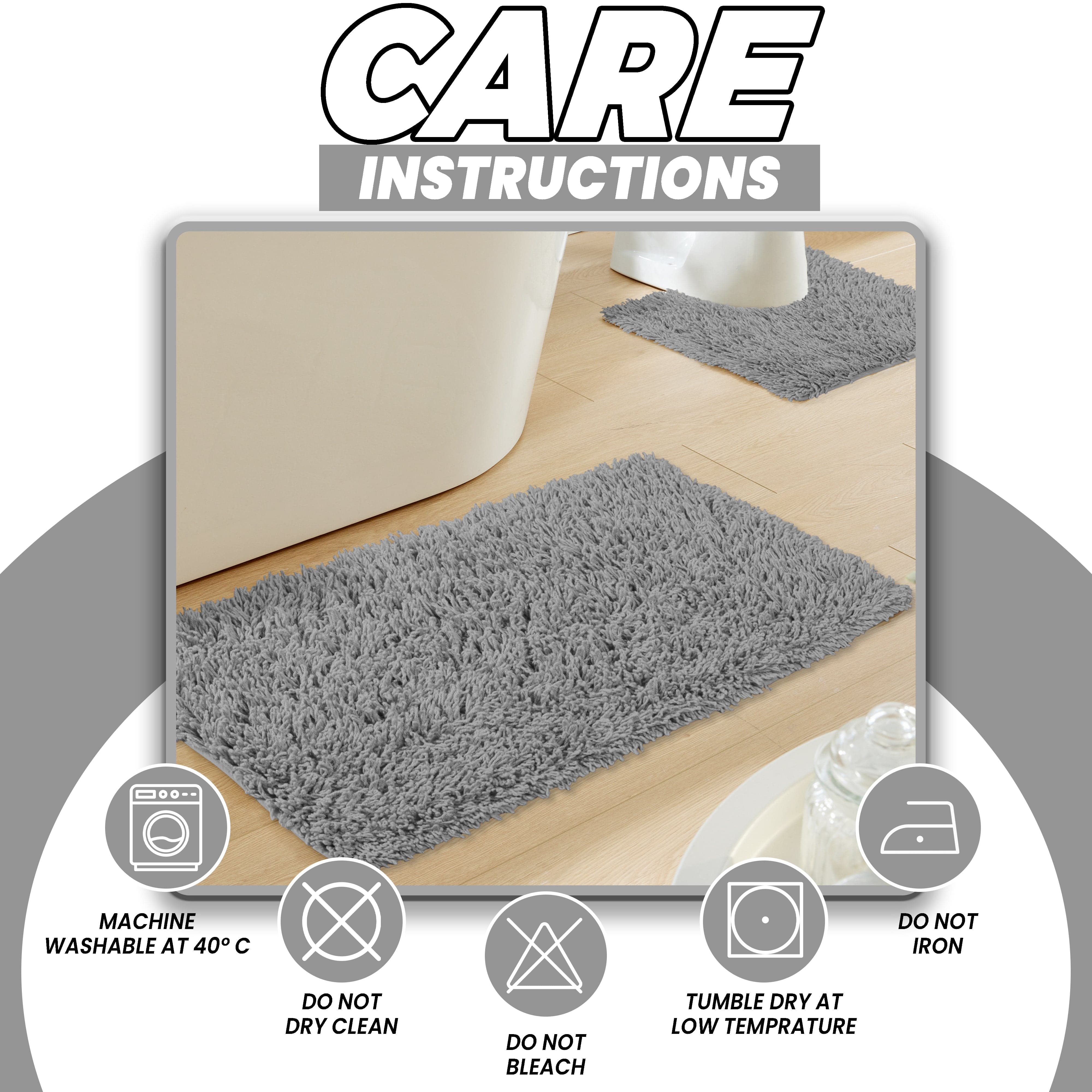 Como 2 Piece Grey Bath Mat & Pedestal Set Non-Slip Super Absorbent Cotton Bathroom Mats by OLIVIA ROCCO