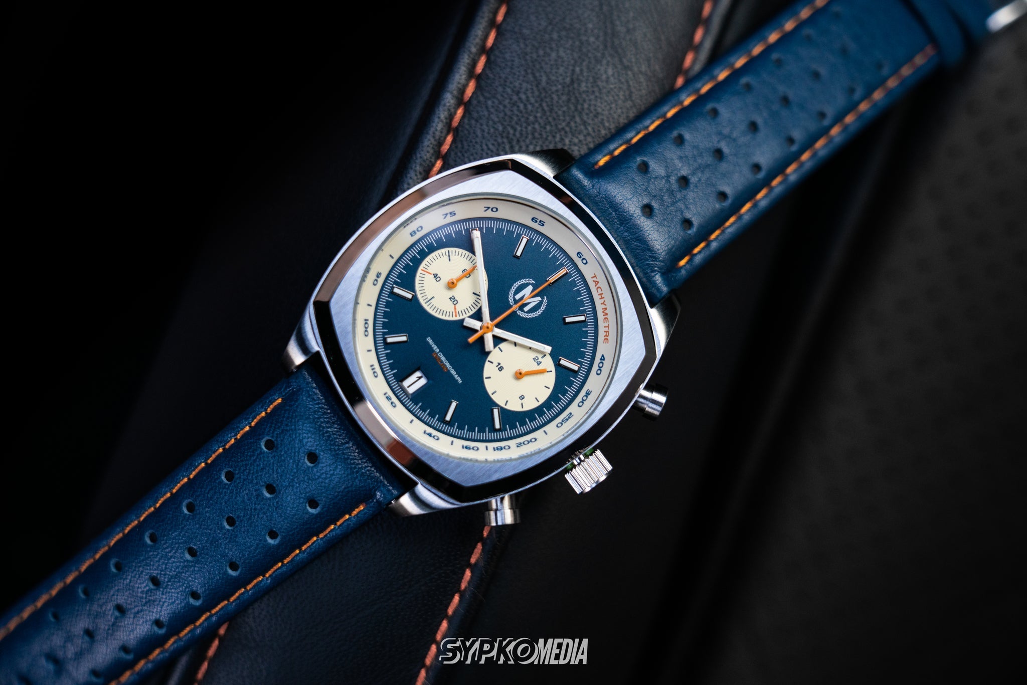 Blue And Orange Leather Rally Watch Strap