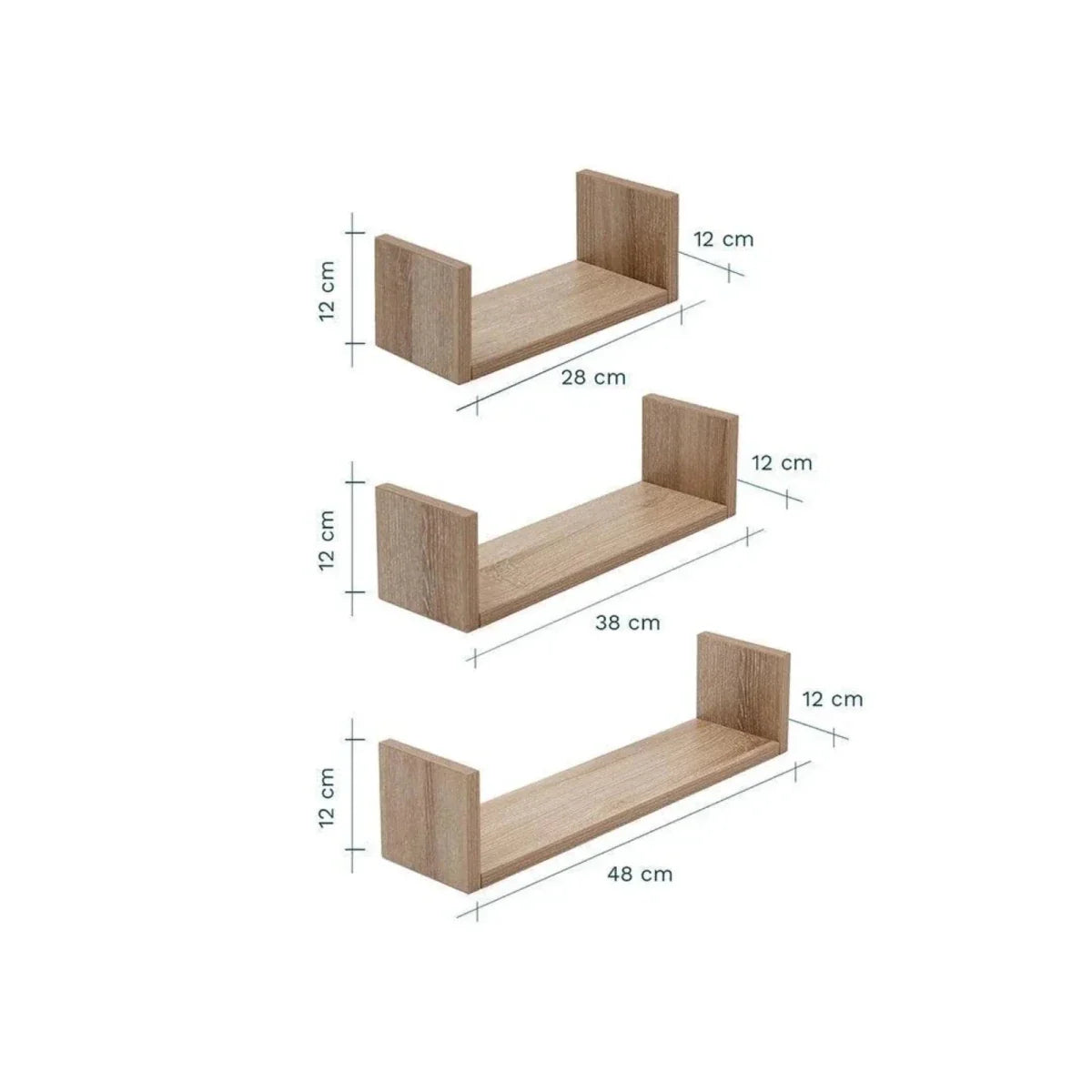 Tutti Bambini Modena U-Shaped Wall Shelves 3 pcs - Oak