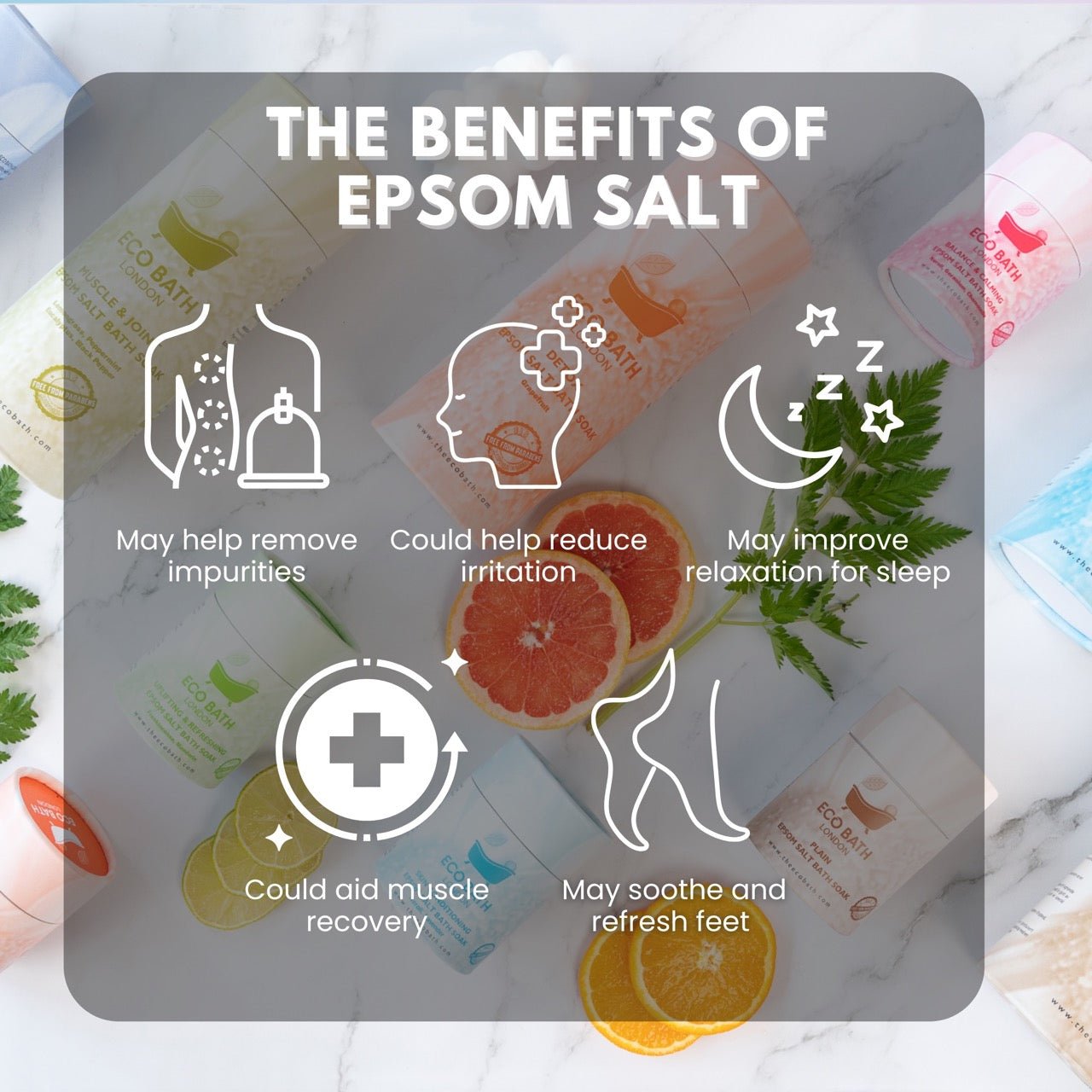 Eco Bath London Plain Epsom Salt Bath Soak - Tube