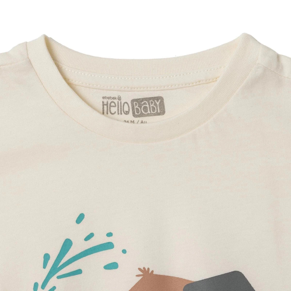 HelloBaby Boys T-shirt Animal Print Crew Neck Short Sleeve - Ecru
