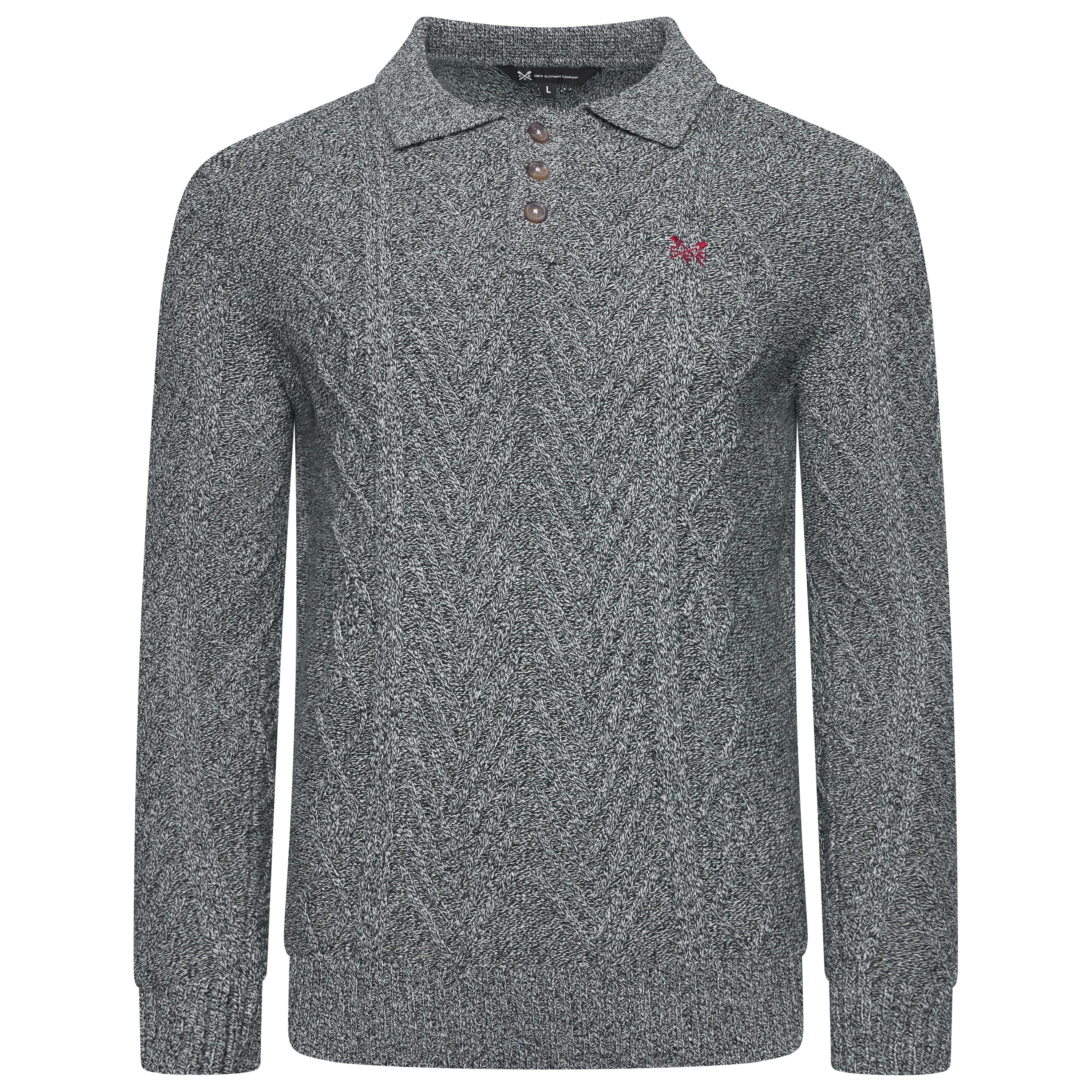 Crew Clothing Company Cable Knit Button Neck Jumper