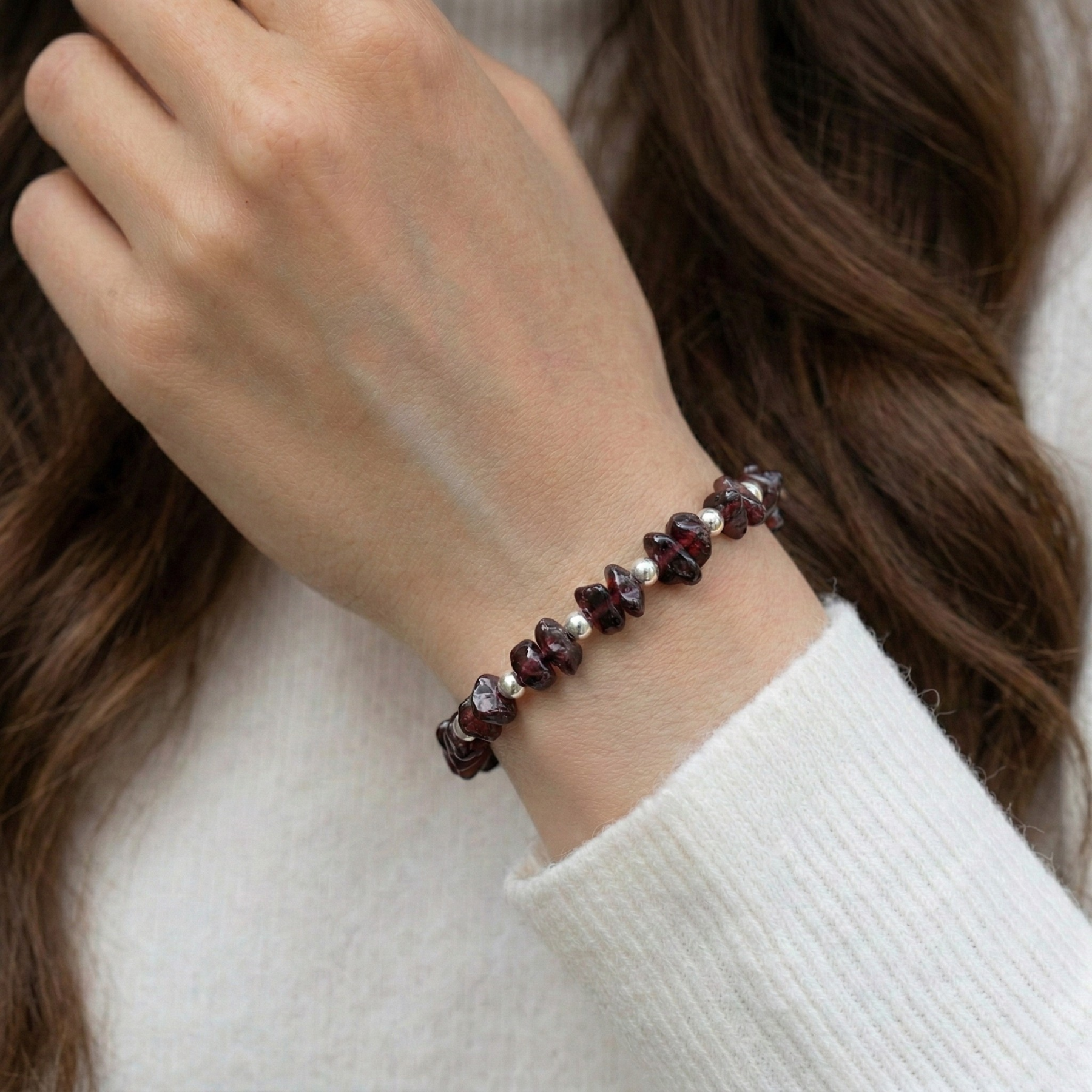 Garnet Crystal Bead Bracelet