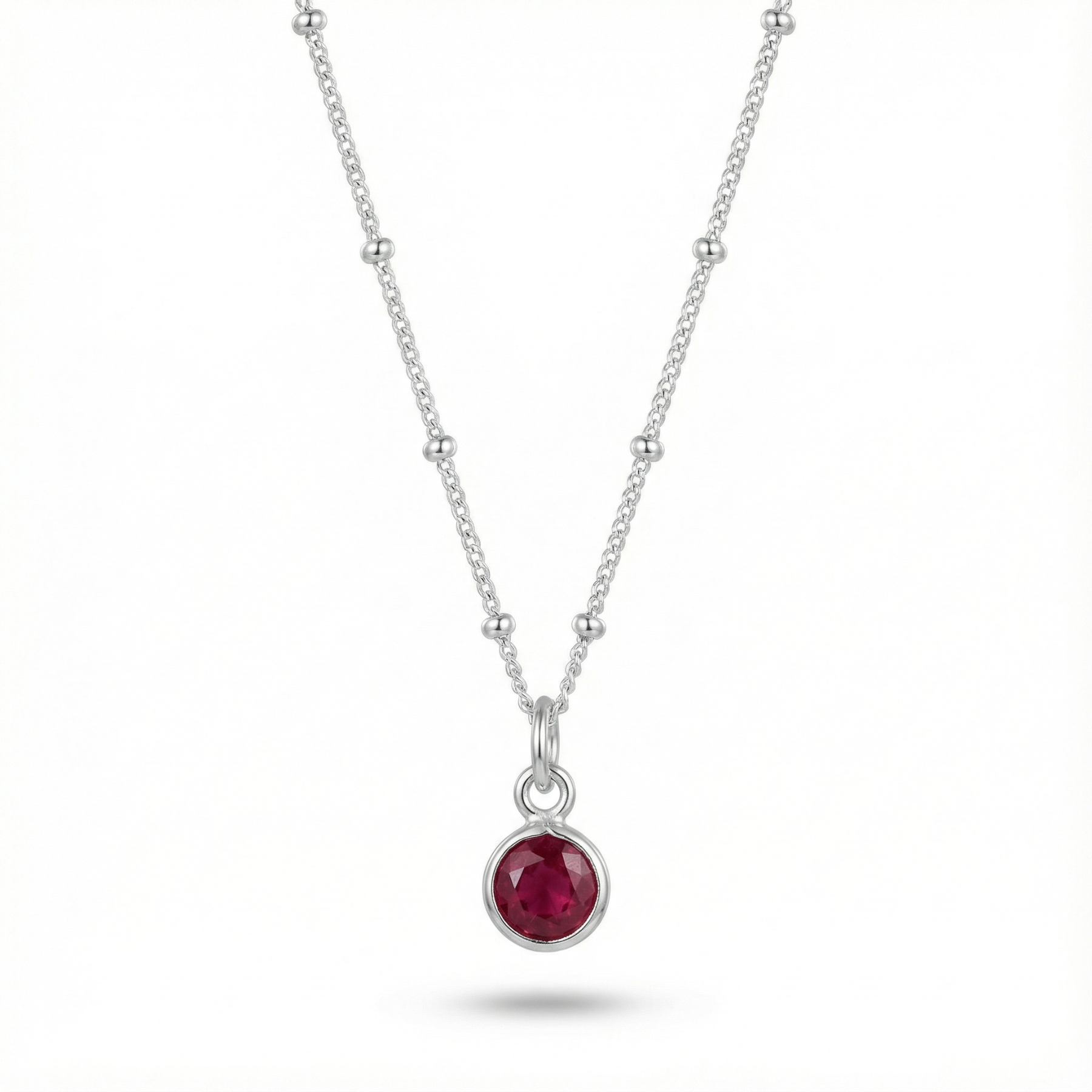 Sterling Silver Garnet Pendant Necklace