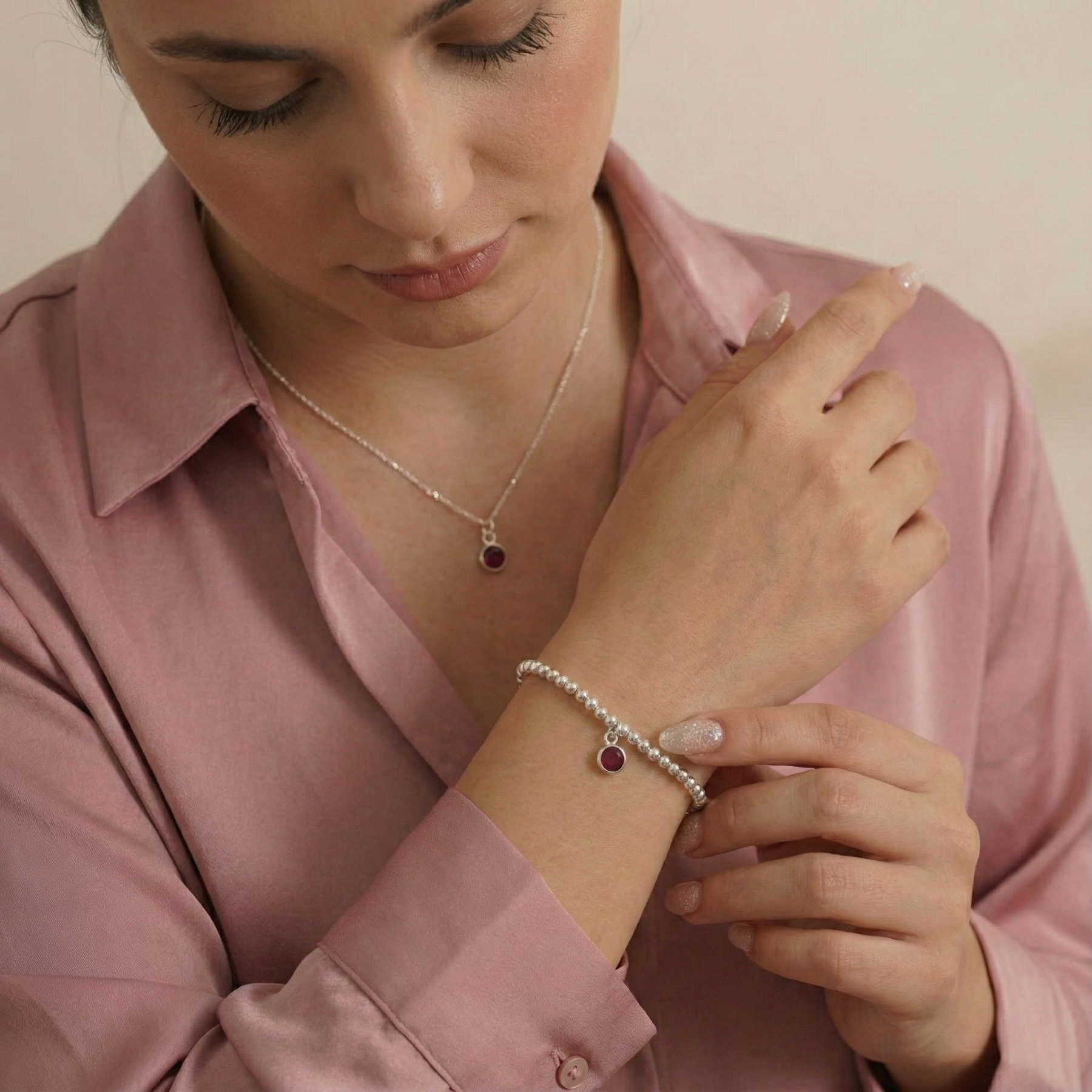 Garnet Jewellery Set | Bracelet & Ring Set