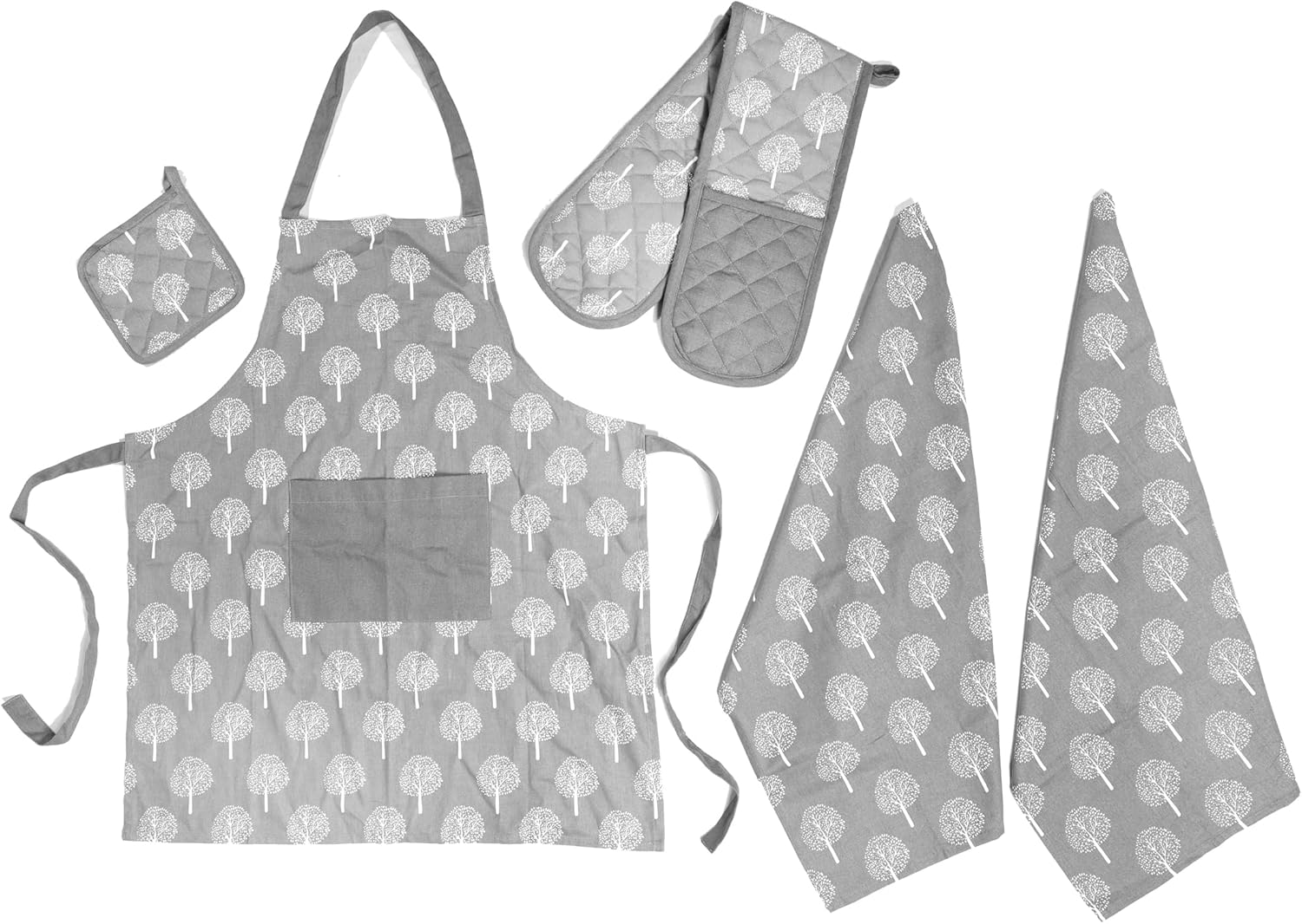 Kitchen Sets Apron Double Oven Gloves Towel Set Heat Resistant Oven Mitts Pot Holder for Home Kitchen Baking and Cooking Pack of 5 by OLIVIA ROCCO