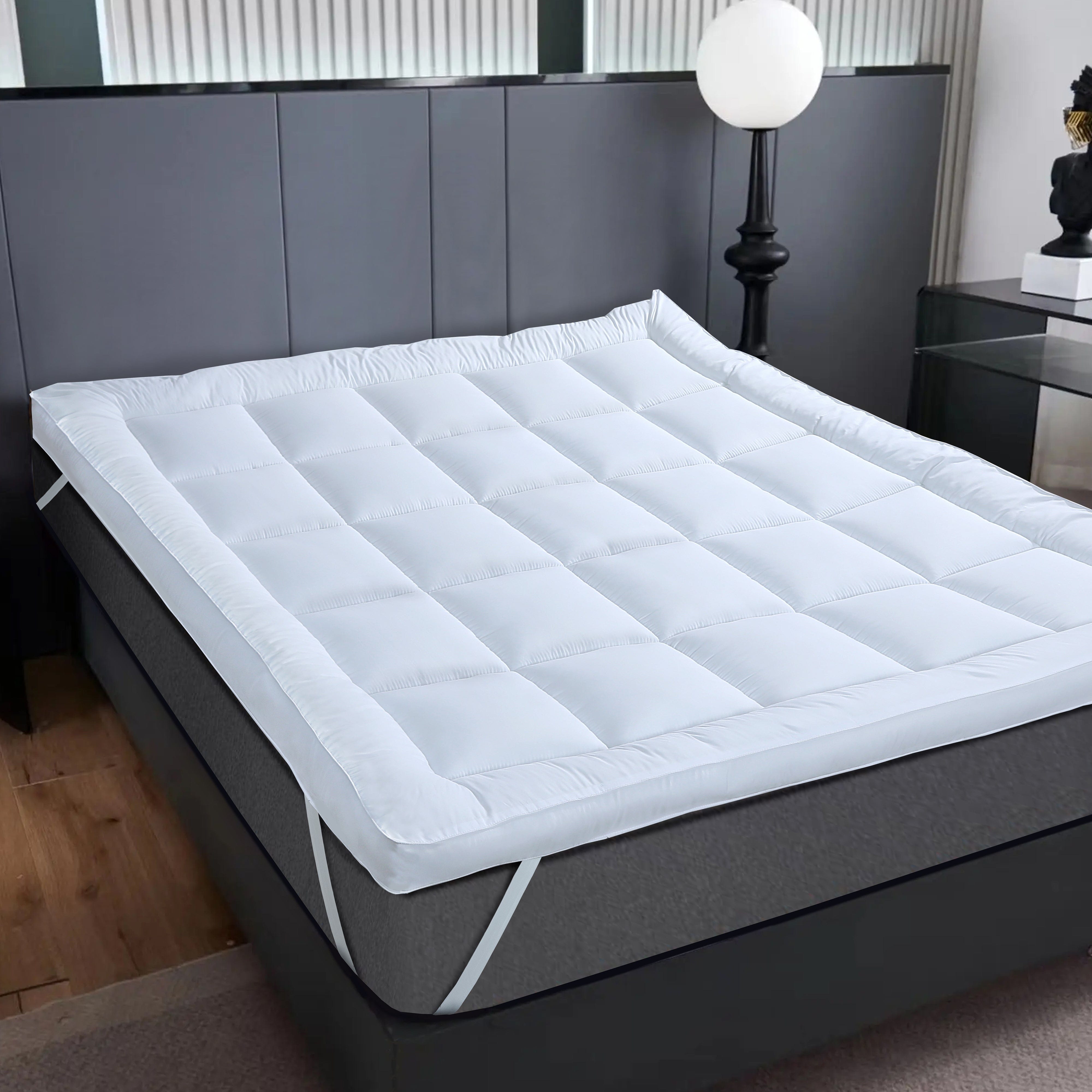Microfibre Mattress Topper Heavy Fill Extra Deep Super Soft Anti-Allergy Bed Topper for Ultimate Comfort by OLIVIA ROCCO
