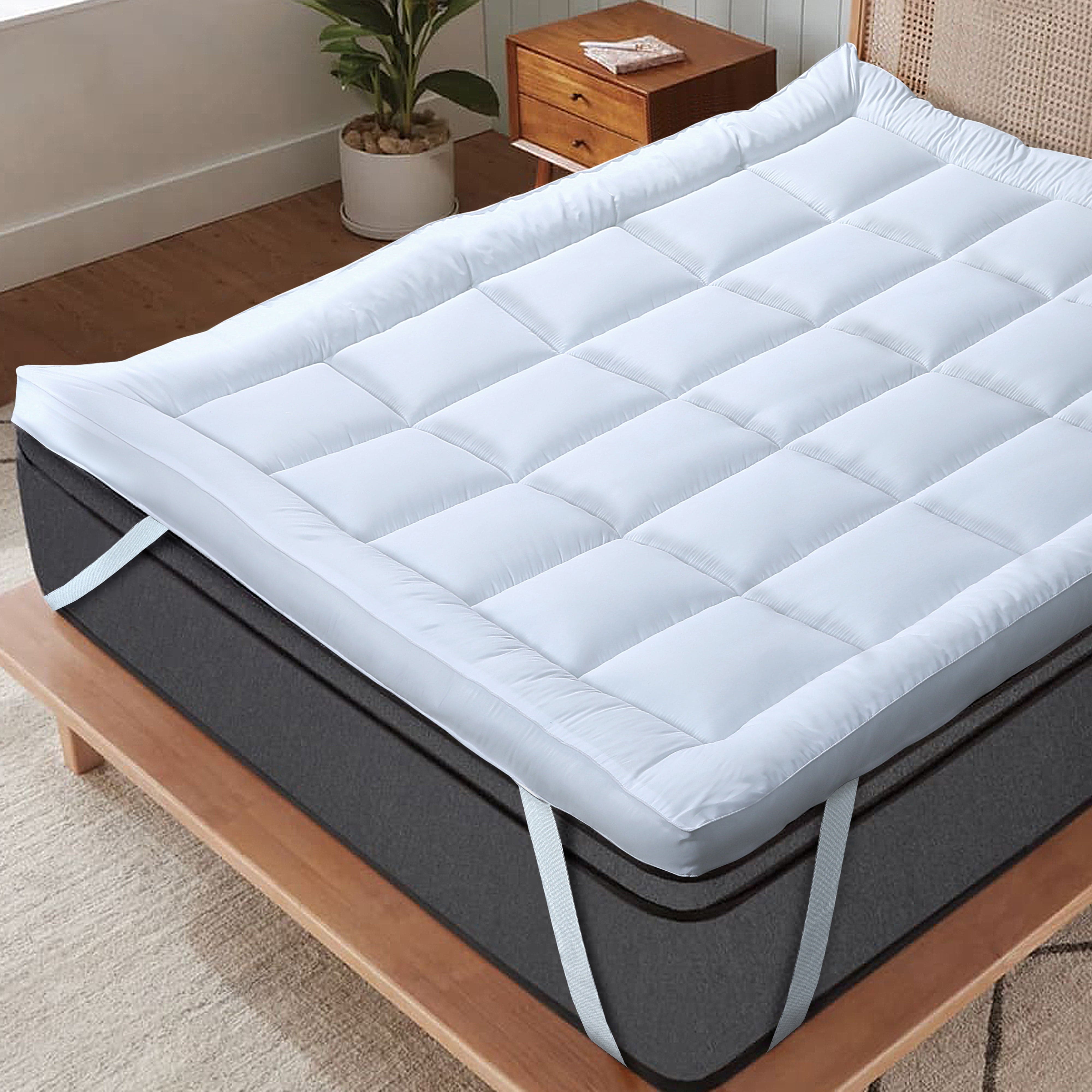 Microfibre Mattress Topper Heavy Fill Extra Deep Super Soft Anti-Allergy Bed Topper for Ultimate Comfort by OLIVIA ROCCO