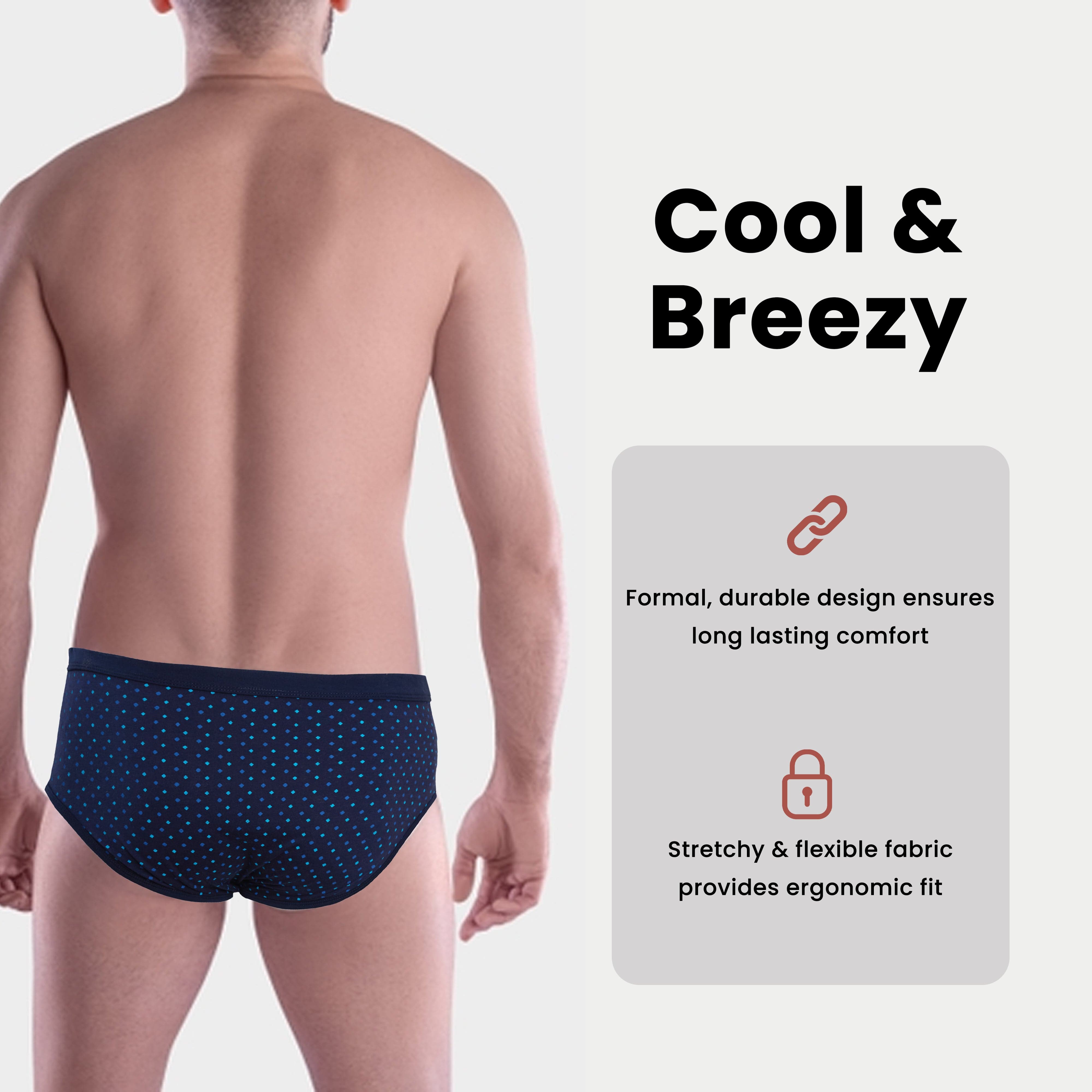 Pack of 6 Men's Printed Cotton Blend Briefs Classic Fit Underwear with Elastic Waistband Plain Dot & Stripe Designs by Sock Stack