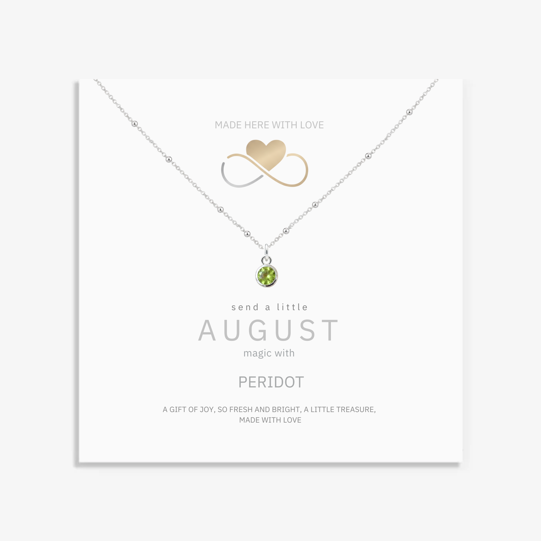 Silver Peridot August Birthstone Necklace