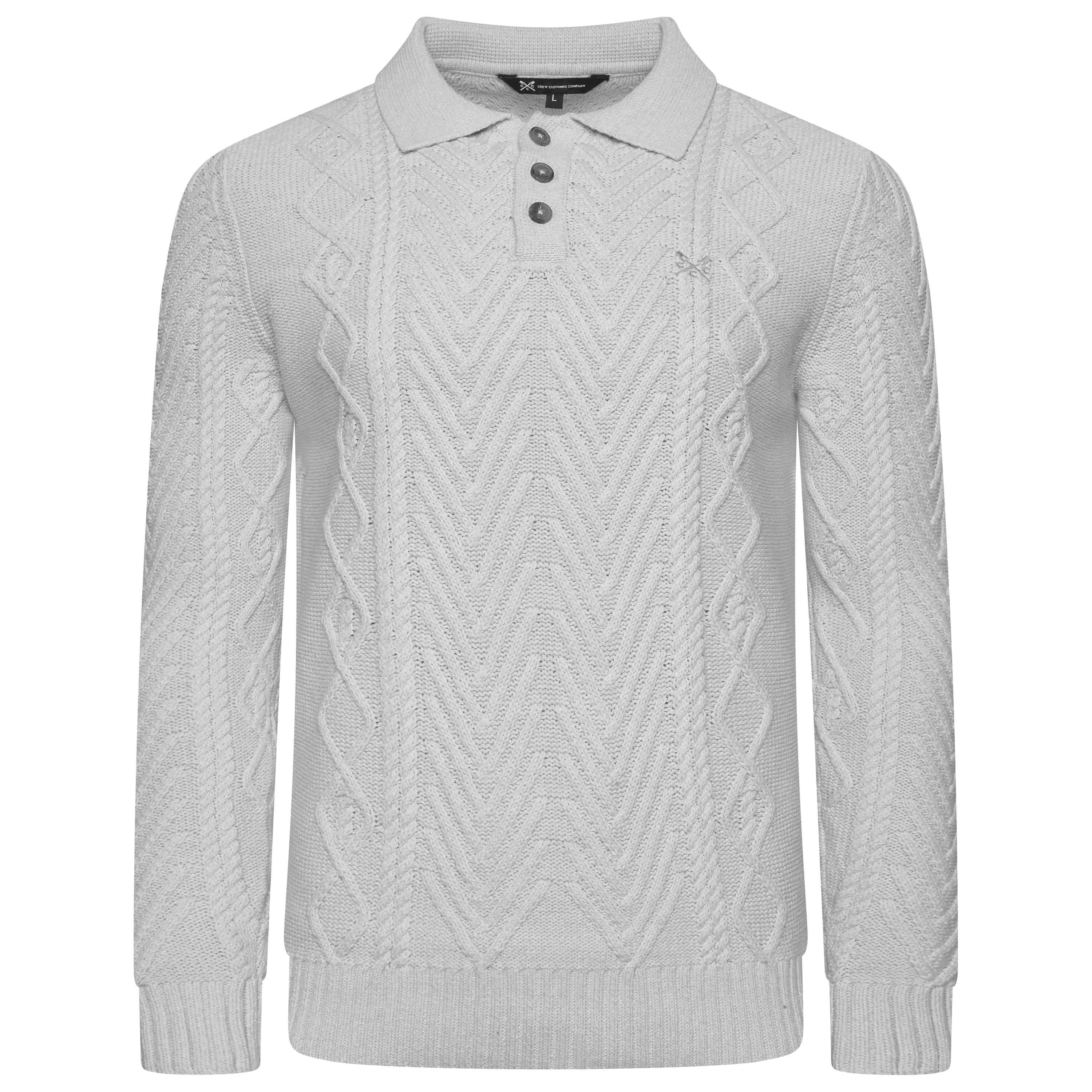 Crew Clothing Company Cable Knit Button Neck Jumper