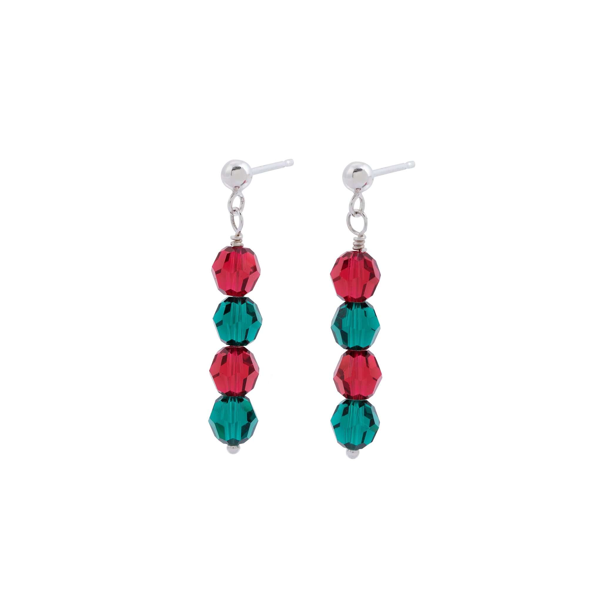 Scarlet and Emerald Crystal Earrings