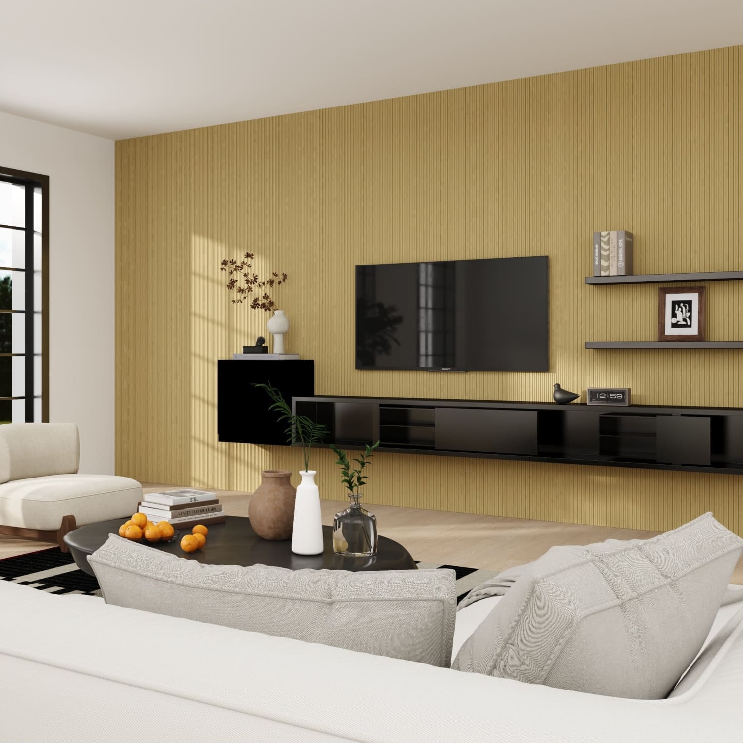 Small Fluted Wall Panels in Natural Oak - 240cm x 60cm
