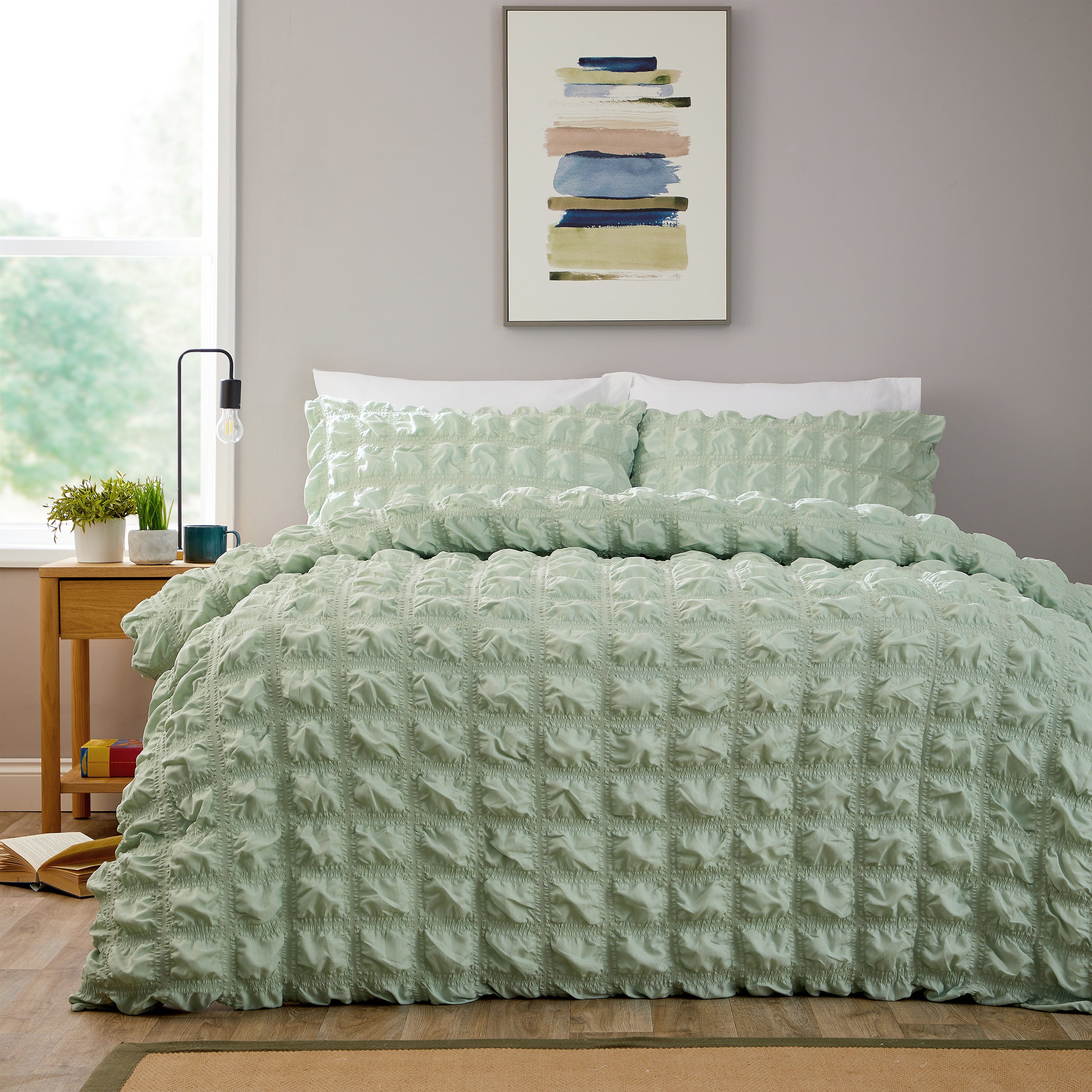 OLIVIA ROCCO Textured Pintuck Ruffles Pleated Microfibre Duvet Cover Sets with Pillowcases Soft Breathable Easy Care Bedding Set Quilt Covers
