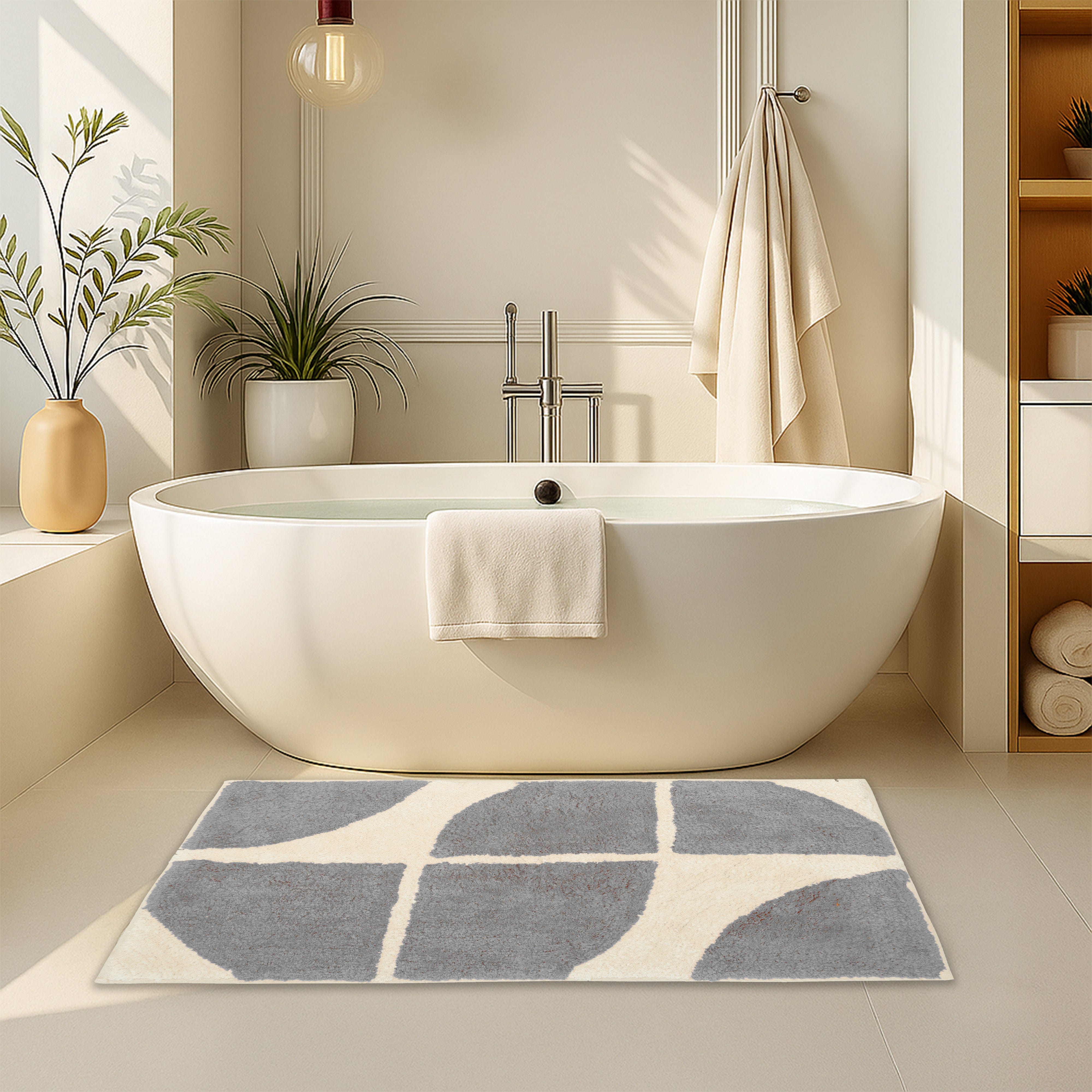 Stockholm Bath Mat Non Slip Backing Super Soft Water Absorbent Cotton Blend Mats Quick-Drying Bathroom Toilet Floor Rug by OLIVIA ROCCO