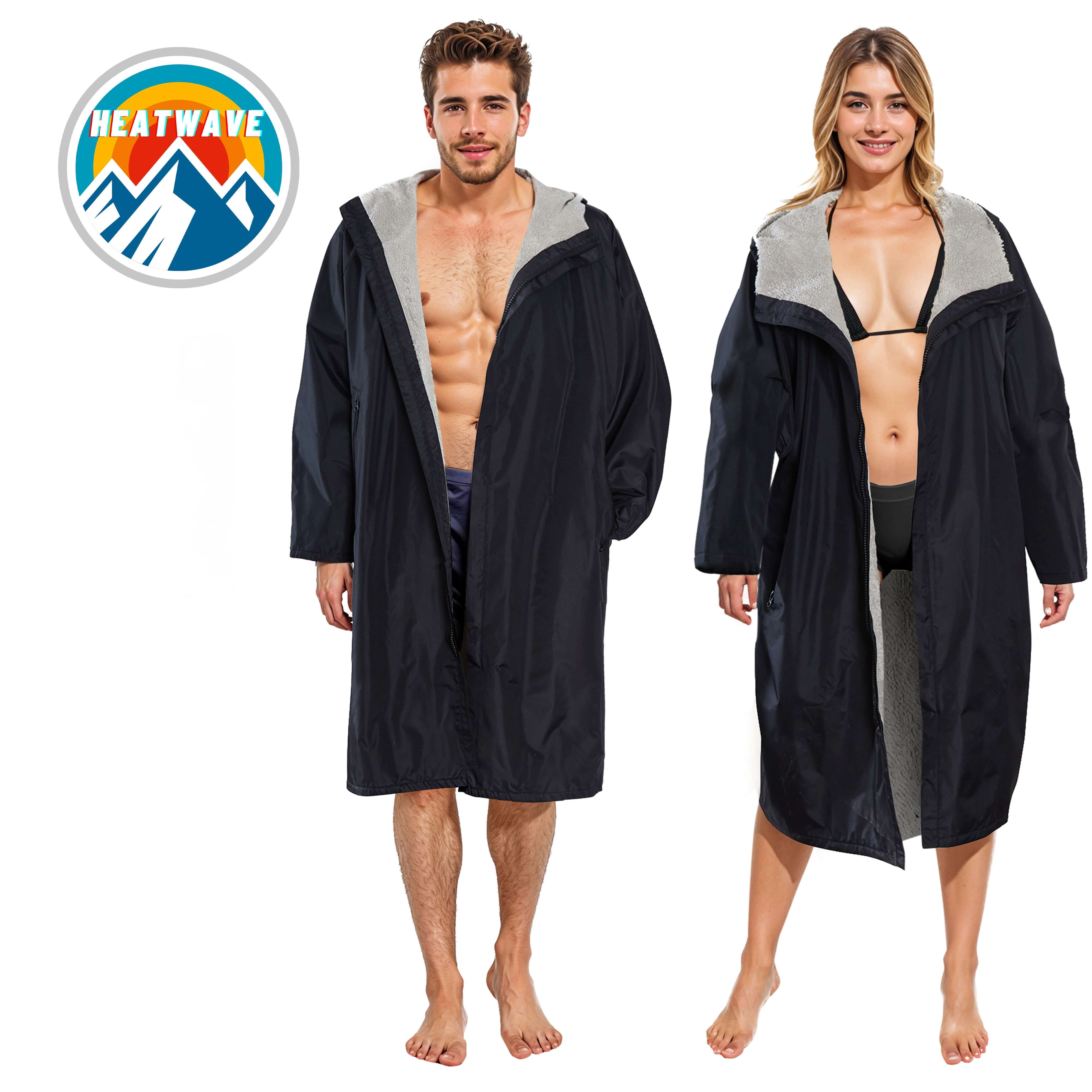 Unisex Adults Waterproof Windproof Changing Robe Hooded Outdoor Coat for Beach Swimming Surfing Warm Fleece Lining by Heatwave Thermalwear