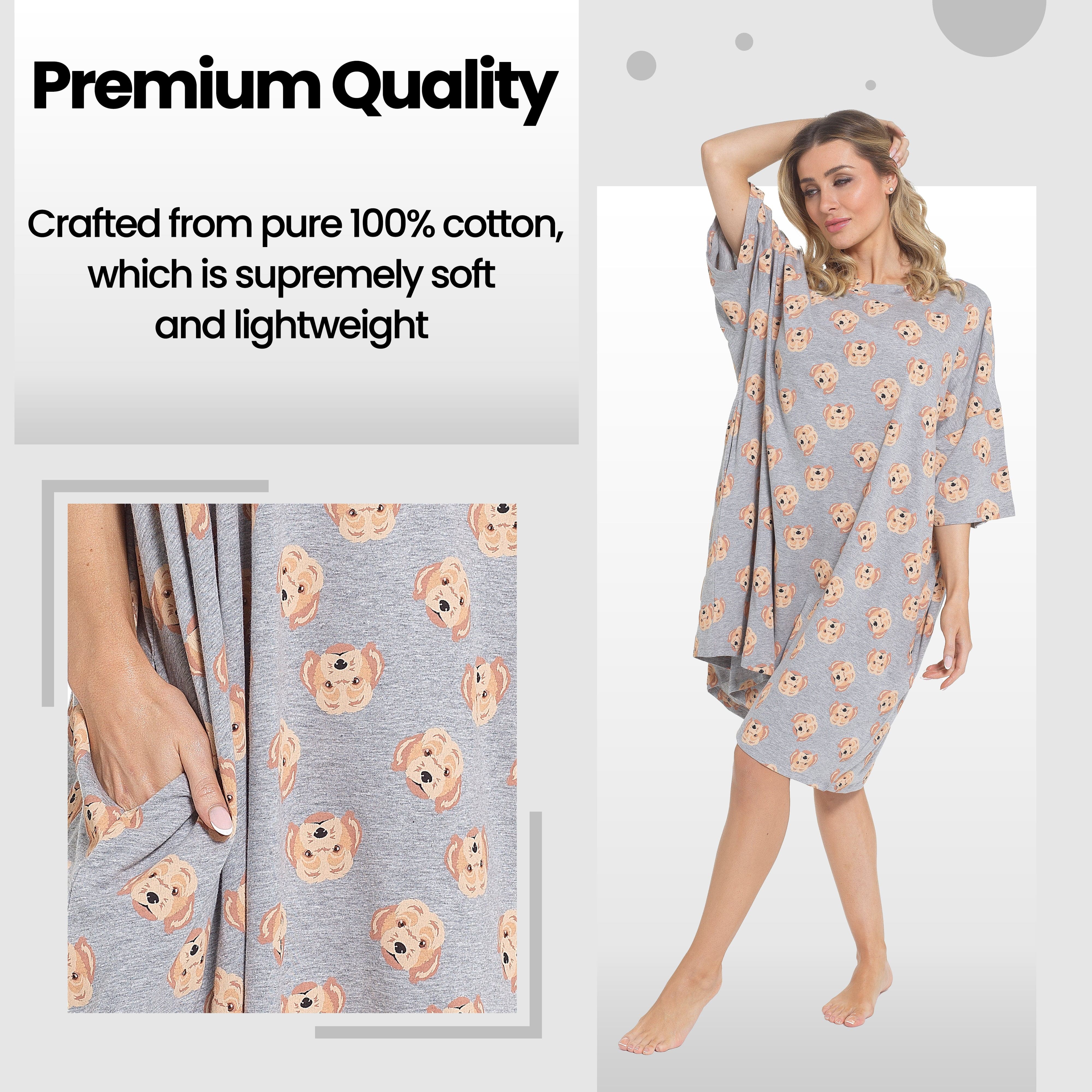 Women's Cockapoo Baggy Nighty Dress Oversized T-Shirt Nighties 100% Cotton Short Sleeved Nightshirt for Ladies by Daisy Dreamer