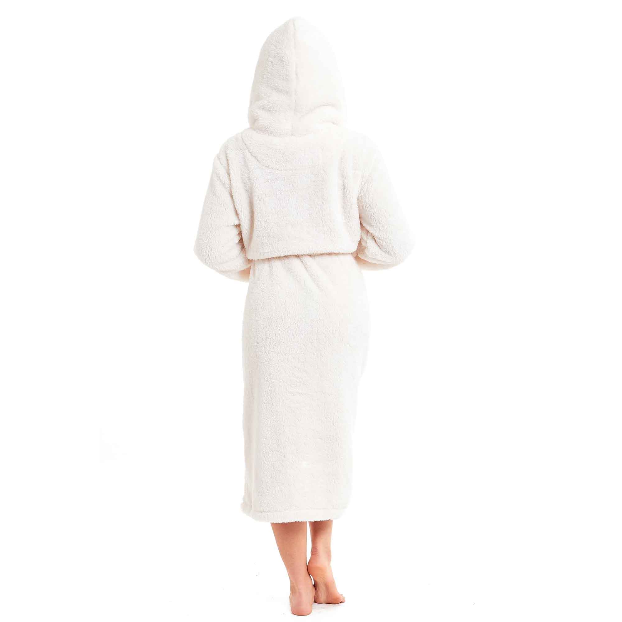 Women's Snuggle Fleece Touch Hooded Robe Luxurious Soft Loungewear Cosy Durable Dressing Gown UK Sizes 8-22 Green Grey Pink Green by Daisy Dreamer