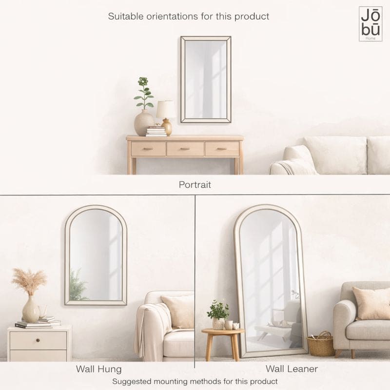 Yoko - Black Metal Gentle Arch Mirror - 160cm x 60cm